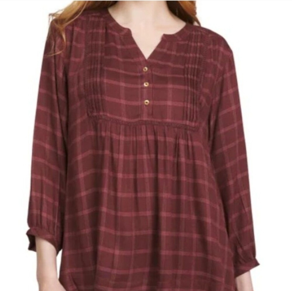 Wrangler Burgundy Plaid Blouse